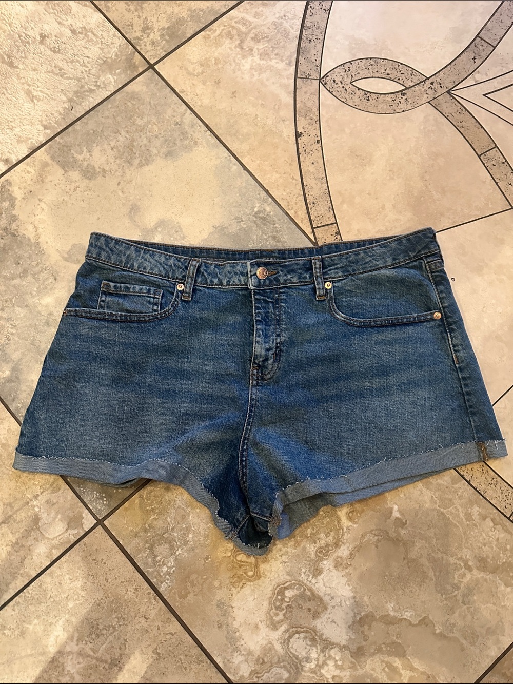 wild fable Dark Blue Rolled-Hem Denim Shorts